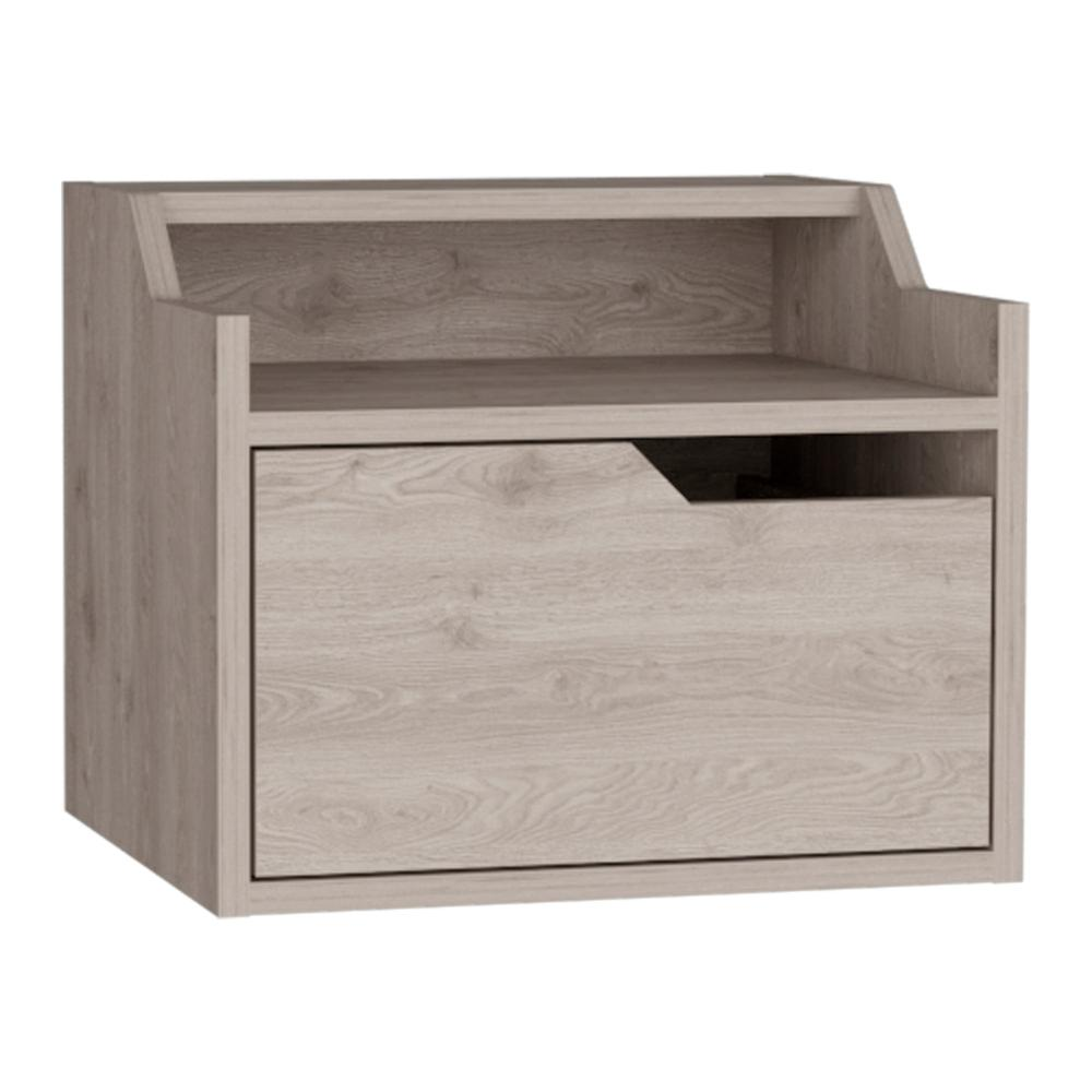 Floating Nightstand, Modern Dual-Tier Design with Spacious Single Drawer Storage