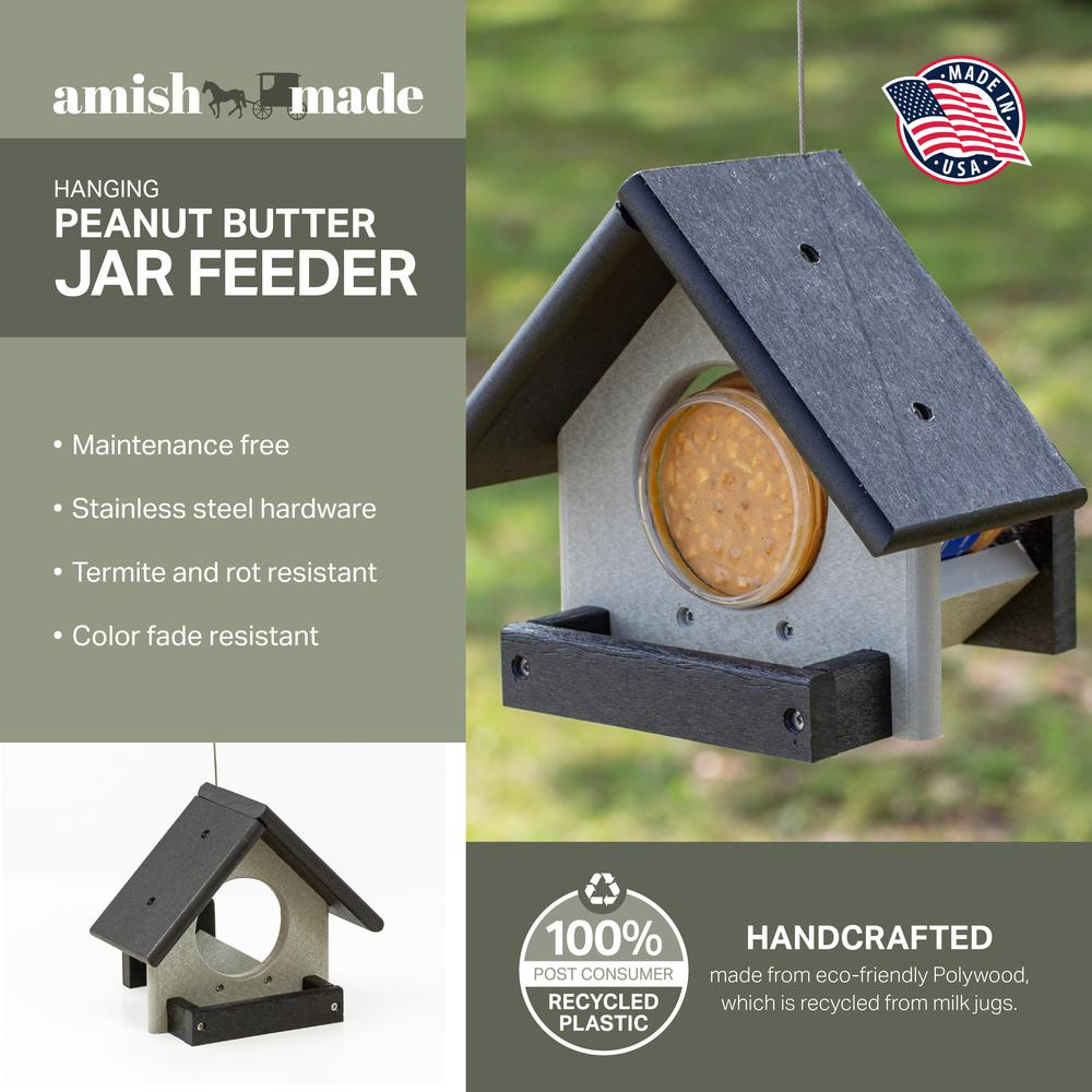 Peanut Butter Jar Bird Feeder Made with High Density Poly Resin