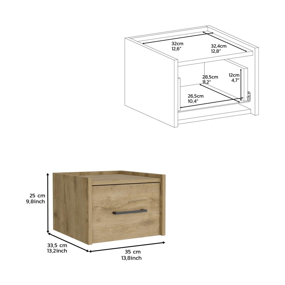 Floating Nightstand, Space-Saving Design with Handy Drawer and Surface