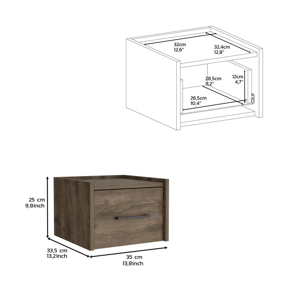 Floating Nightstand, Space-Saving Design with Handy Drawer and Surface