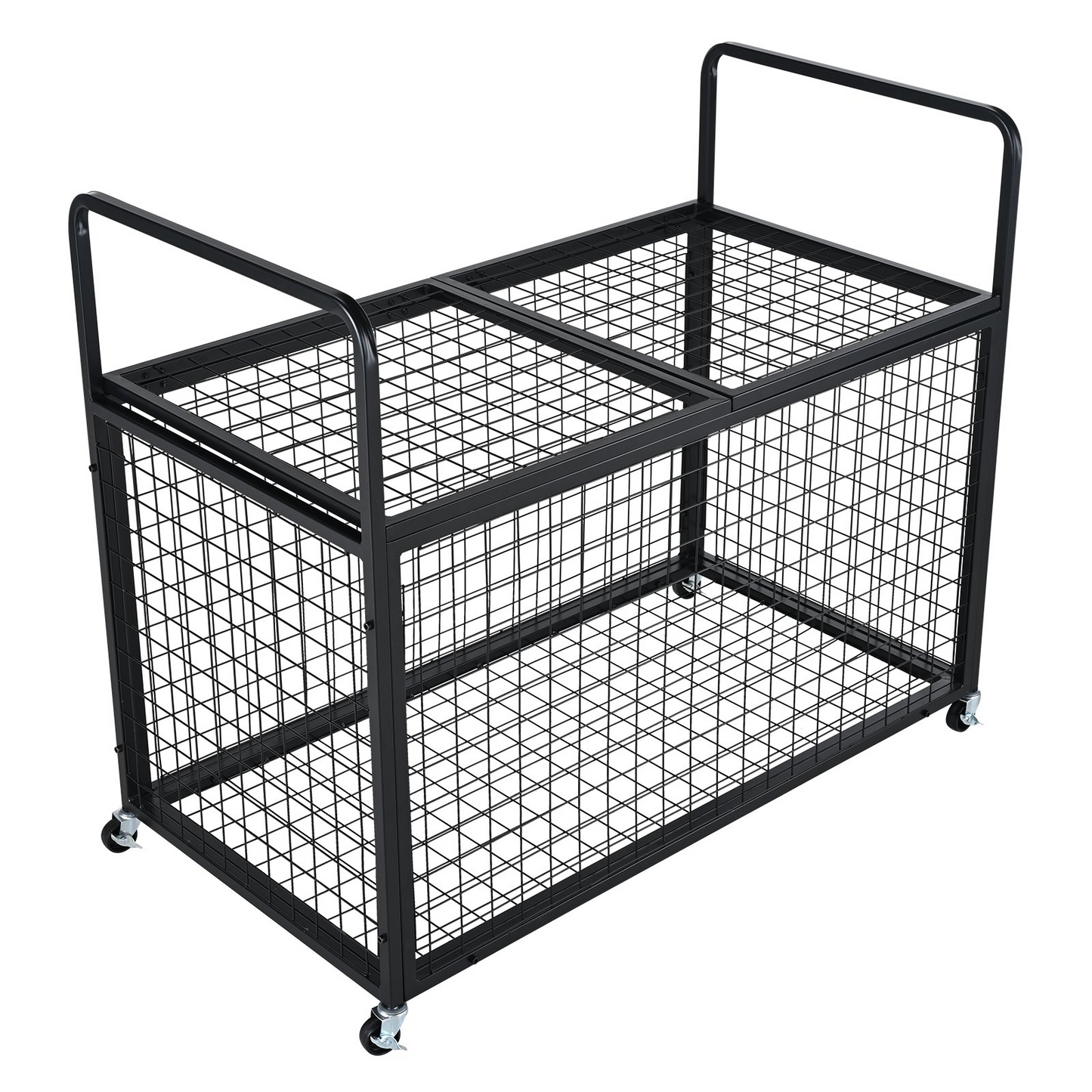 VEVOR Rolling Sports Ball Storage Cart, Lockable Basketball Cage with Double Lids, Sport Equipment Holder Organizer for Indoor Outdoor, Steel Storage Rack for Garages, Playgroup, Gym and Schools