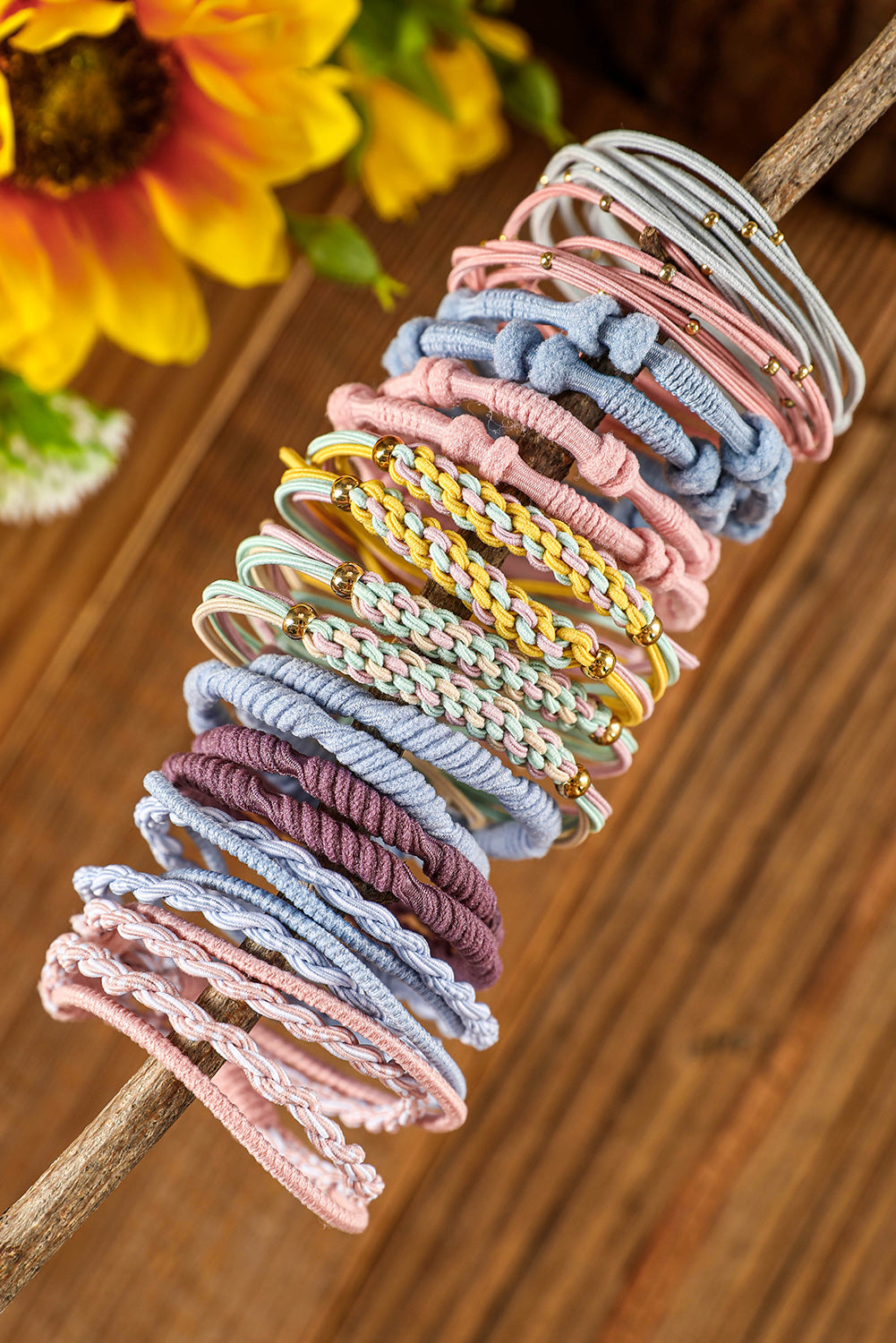 10pcs Pink Knotted Hair Ties