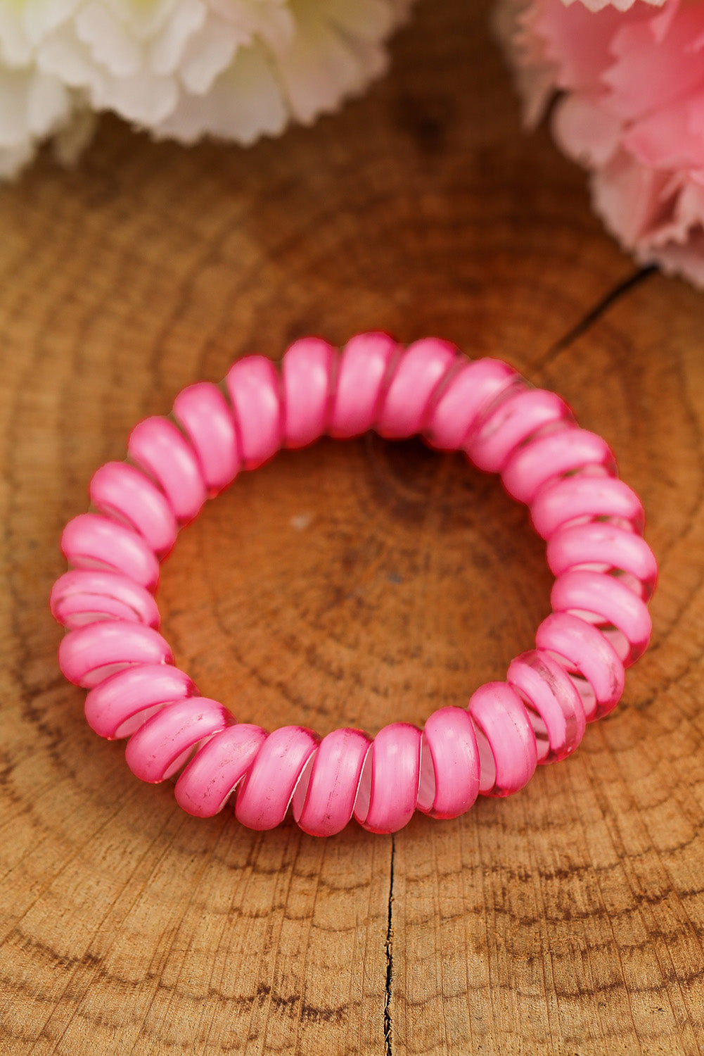 3 PCS Pink Phone Cord Hair Scrunchies