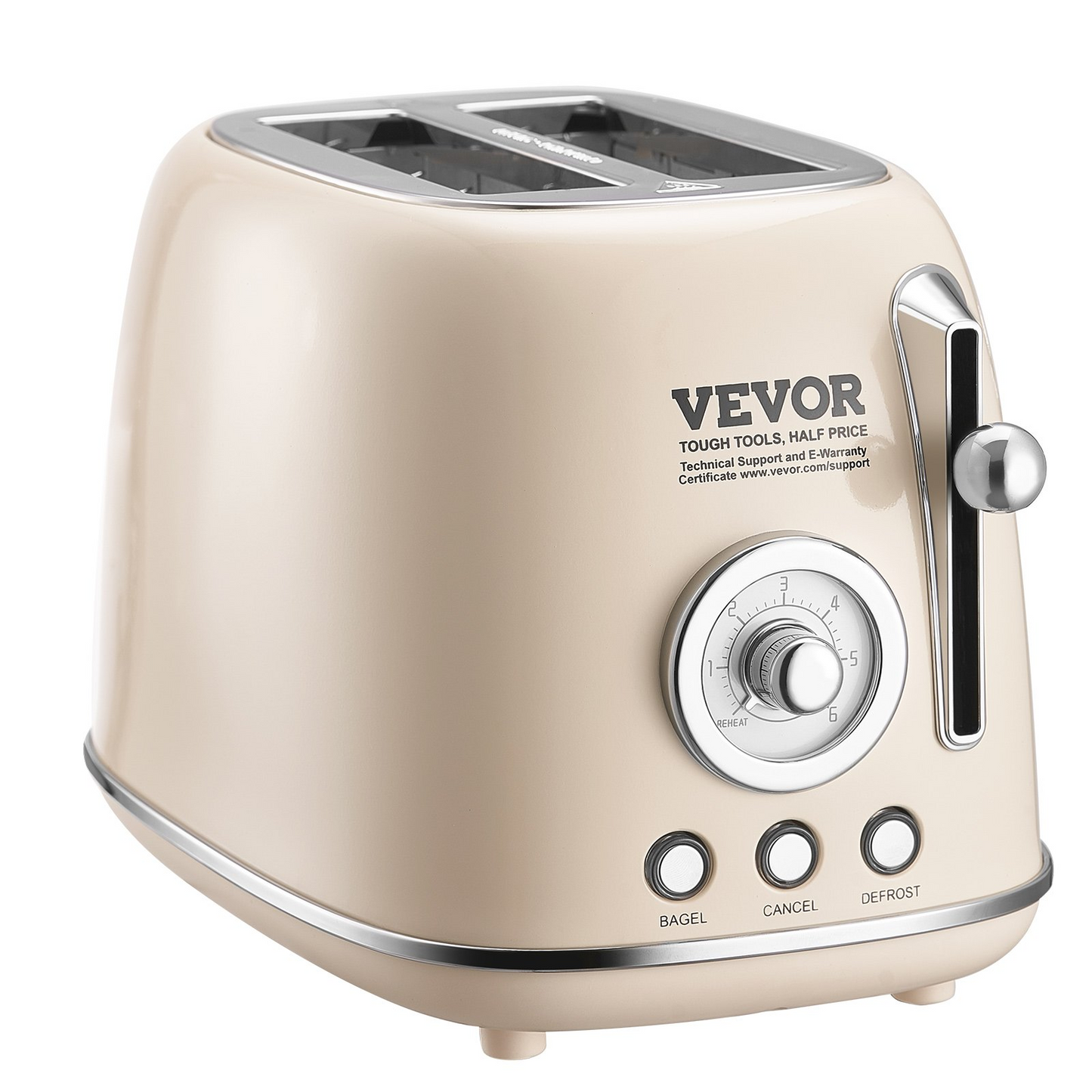 VEVOR Brushed Stainless Steel Toaster, 2 Slice, 825W 1.5'' Extra Wide Slots Toaster with Removable Crumb Tray 5 Browning Levels, Cancel Defrost and Bagel Functions for Toasting Bread Bagel Waffle