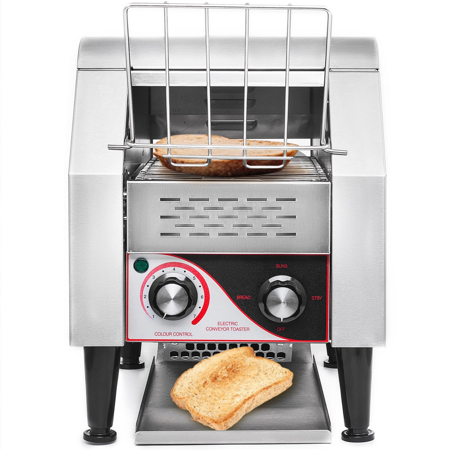 VEVOR Commercial Conveyor Toaster, 150 Slices / Hour, 1340W Stainless Steel Heavy Duty Industrial Toasters w/ 7 Speed Options, Countertop Electric Restaurant Equipment for Bun Bagel Bread Baked Food