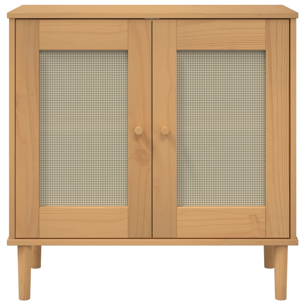 vidaXL Sideboard SENJA Rattan Look Brown 31.5"x13.8"x31.5" Solid Wood Pine