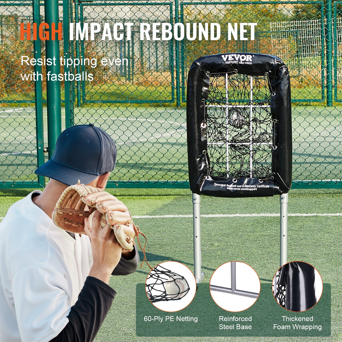 9 Hole Baseball Net, 21"x29" Softball Baseball Training Equipment for Hitting Pitching Practice, Heavy Duty Height Adjustable Trainer Aid with Strike Zone & 4 Ground Stakes, for Youth Adults