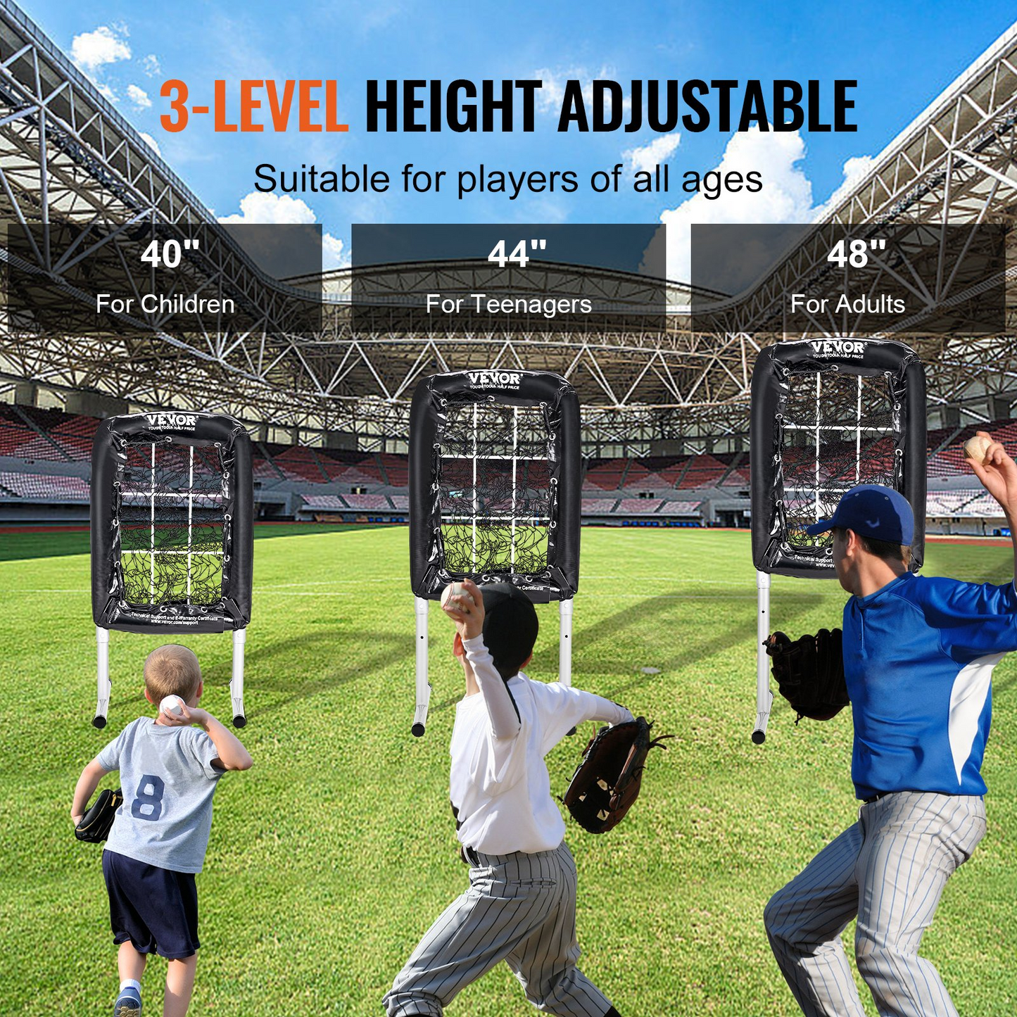 9 Hole Baseball Net, 21"x29" Softball Baseball Training Equipment for Hitting Pitching Practice, Heavy Duty Height Adjustable Trainer Aid with Strike Zone & 4 Ground Stakes, for Youth Adults