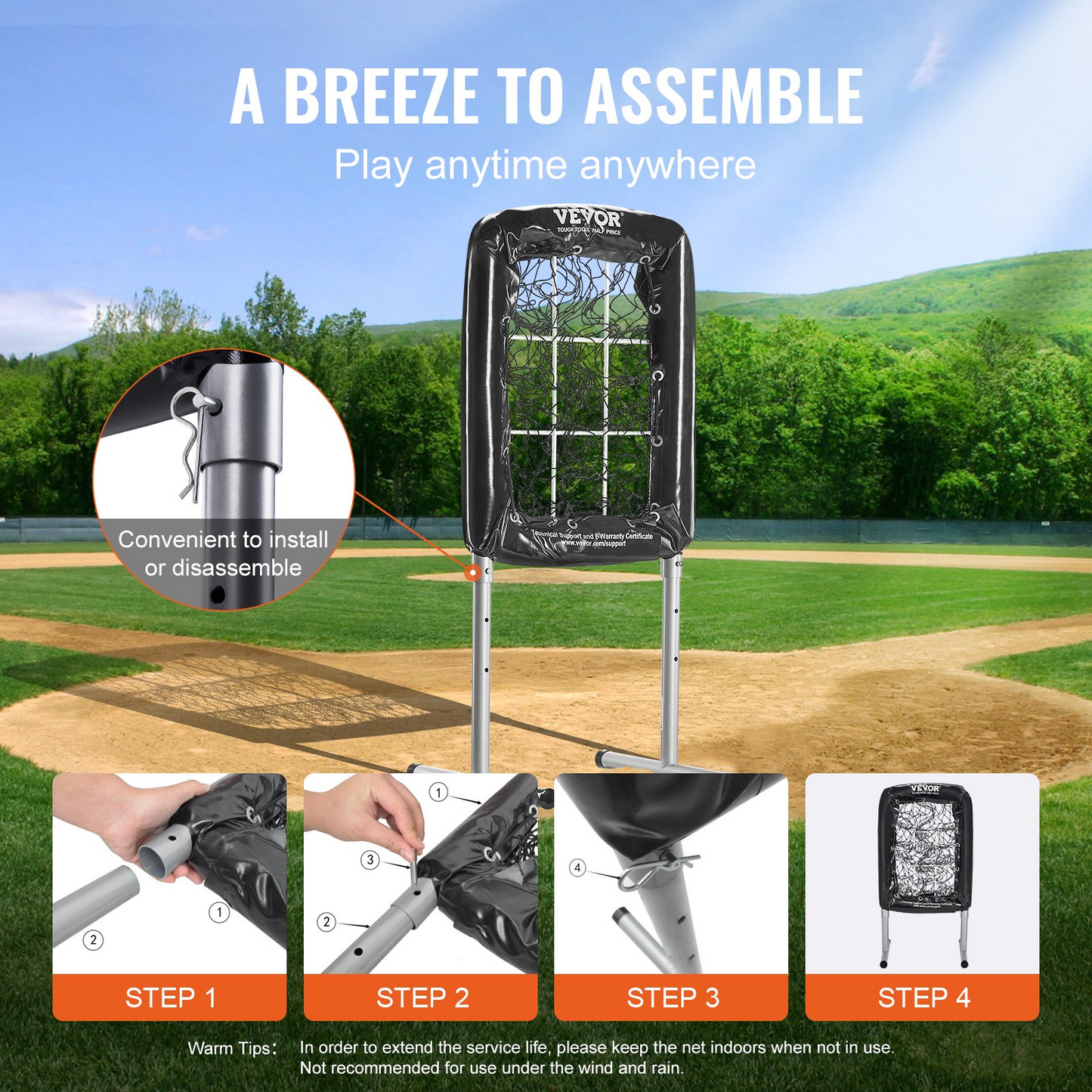 9 Hole Baseball Net, 21"x29" Softball Baseball Training Equipment for Hitting Pitching Practice, Heavy Duty Height Adjustable Trainer Aid with Strike Zone & 4 Ground Stakes, for Youth Adults