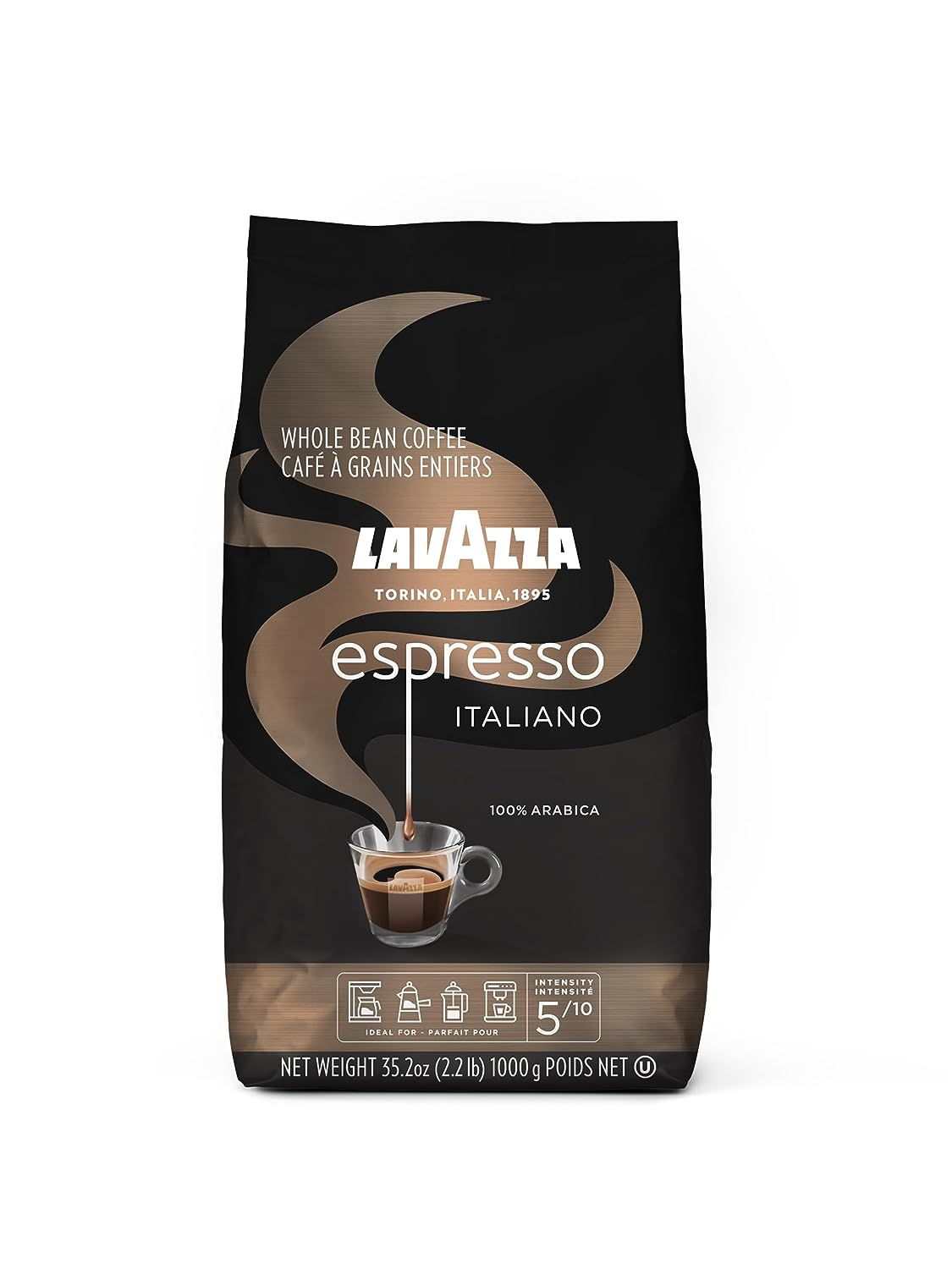 Lavazza Espresso Italiano Whole Bean Coffee Blend, Medium Roast, 2.2 Pound Bag (Packaging May Vary) Premium Quality, Non GMO, 100% Arabica, Rich bodied