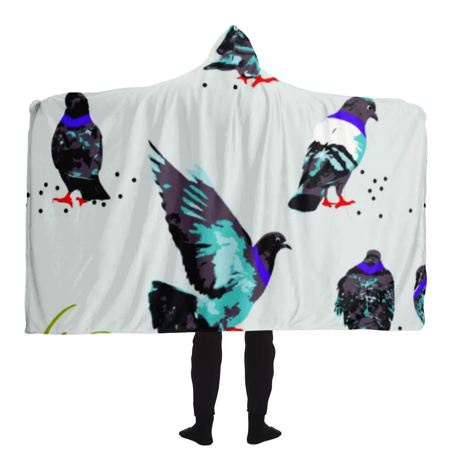 Bird Pattern Hooded Blanket