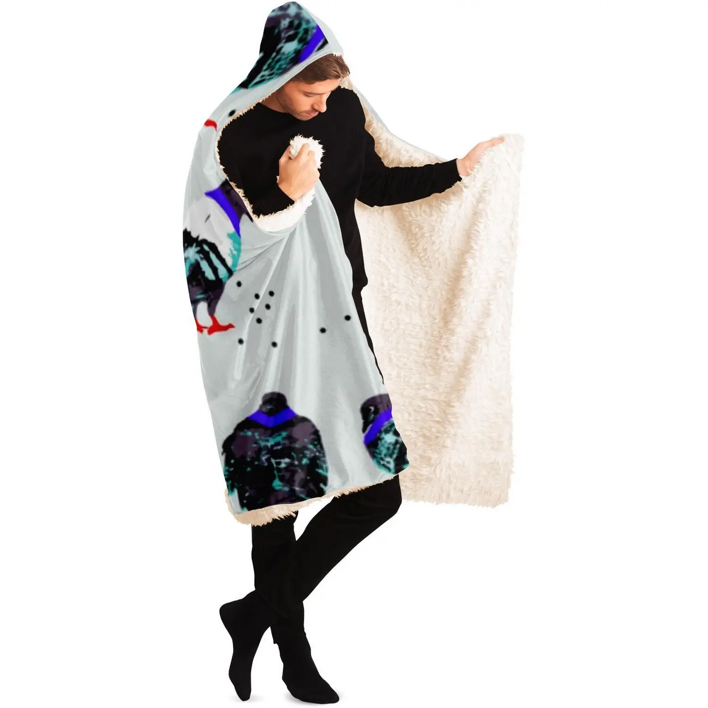 Bird Pattern Hooded Blanket