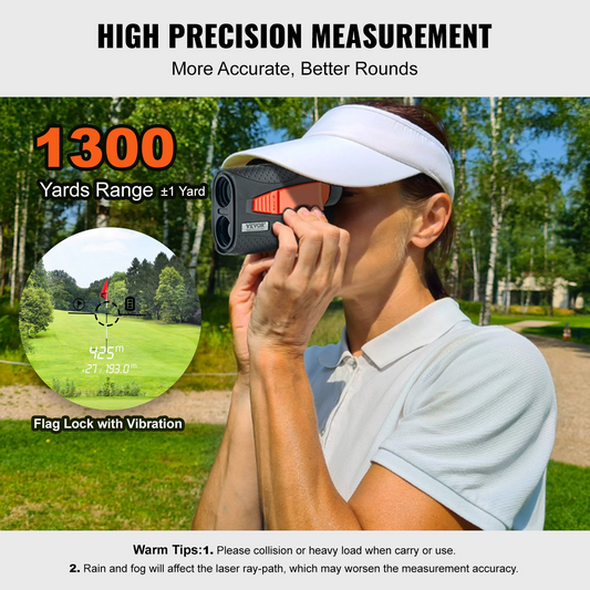 Magnetic Golf Rangefinder, 1300 Yards Laser Golfing Hunting Range Finder, 6X Magnification Golfing Accessory with Distance Measuring, High-Precision Flag Lock Vibration, Slope, USB Charge