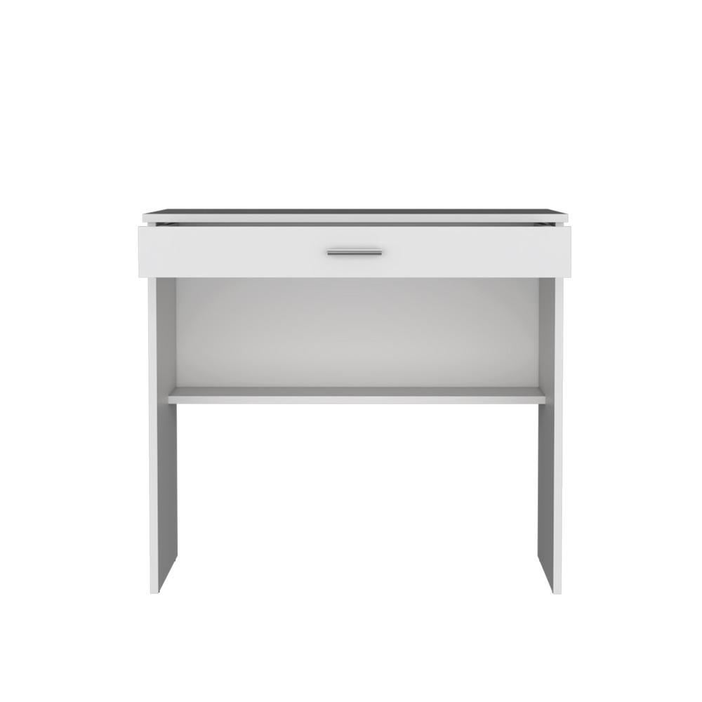 Montana Storage Desk, Spacious Stylish with Drawer and Shelf, White -Office