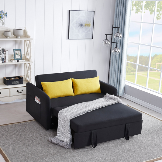 Twins Sofa Bed Black Fabric