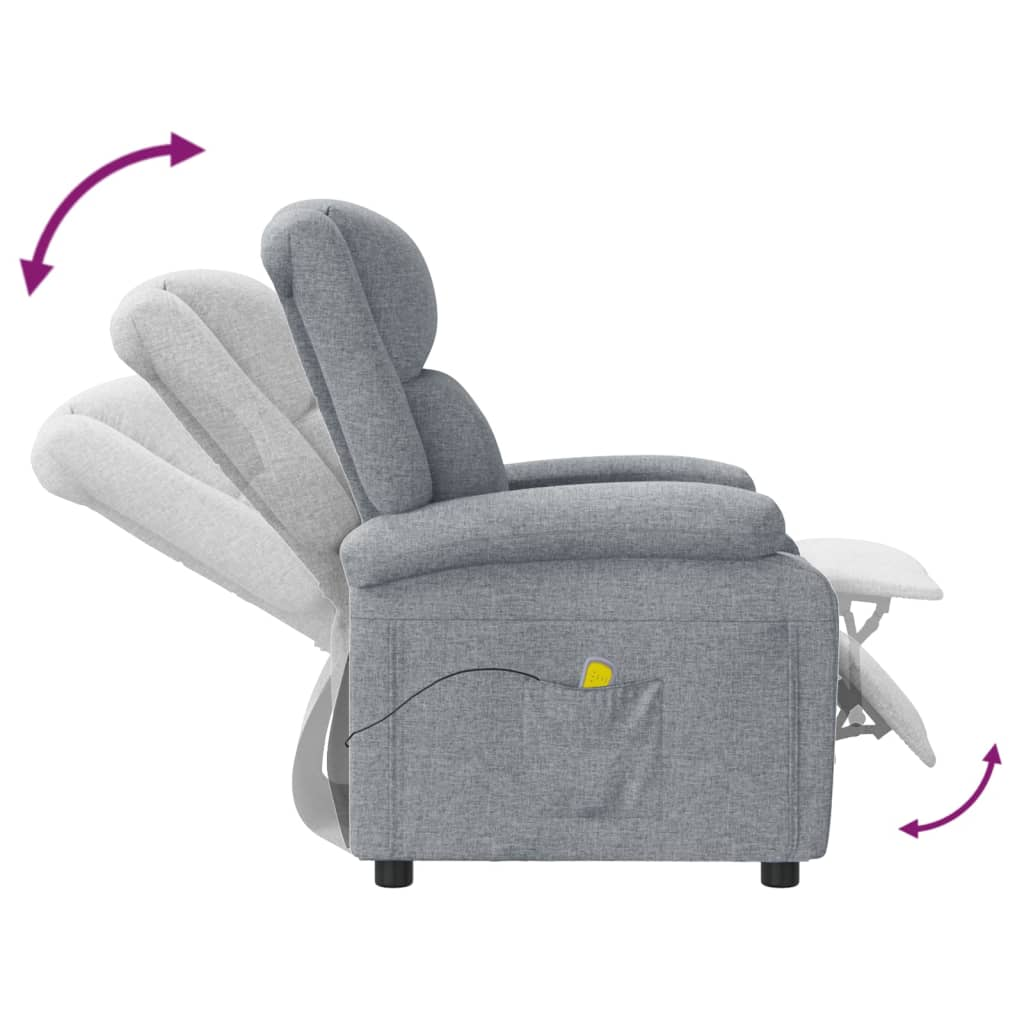 vidaXL Massage Chair Light Gray Fabric