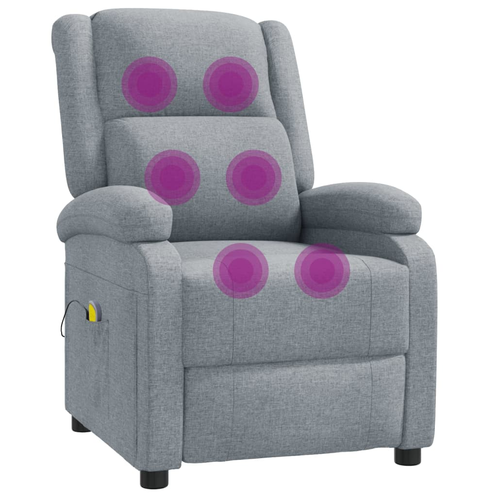 vidaXL Massage Chair Light Gray Fabric