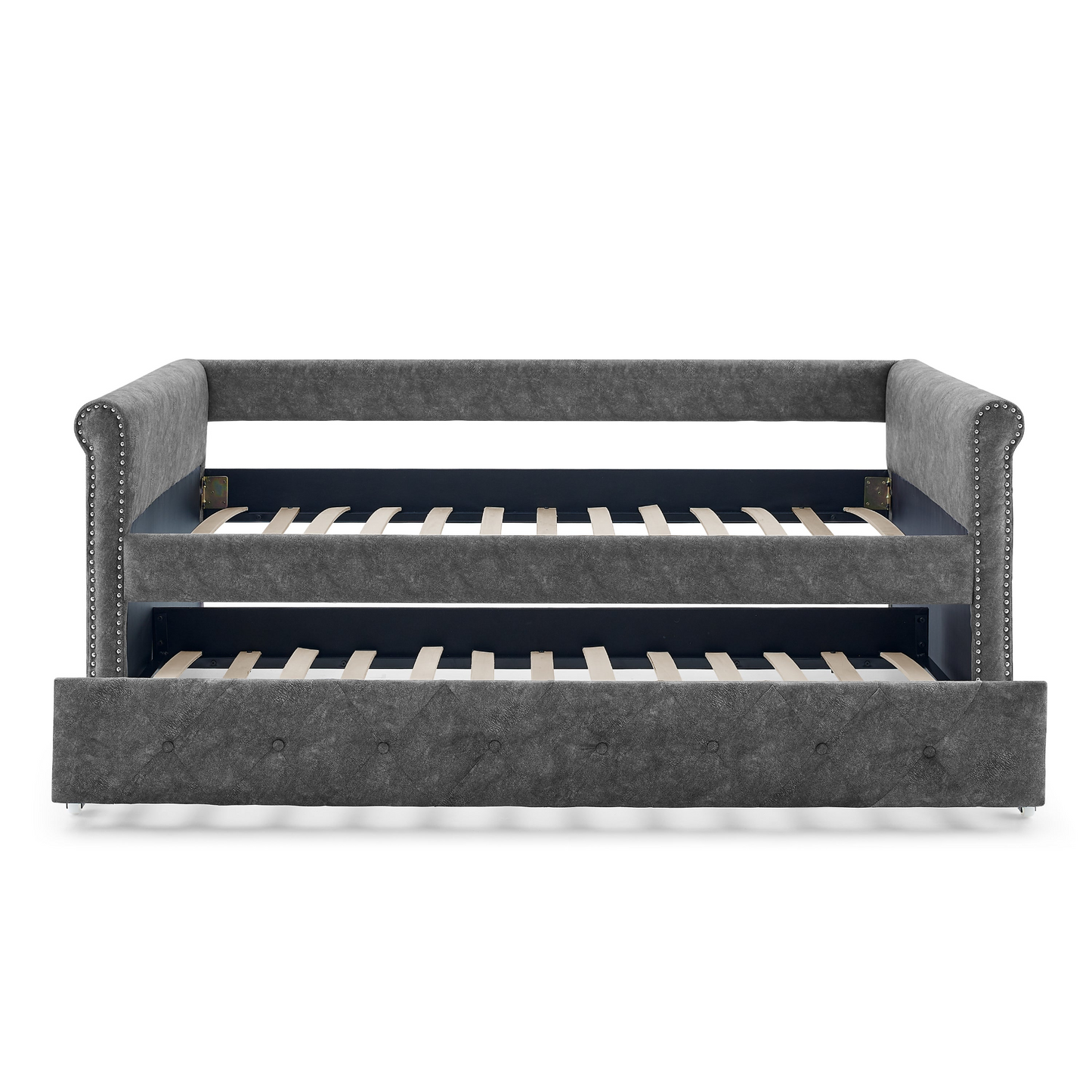 Daybed with Trundle Upholstered, Grey (85.5"x42"x30.5")