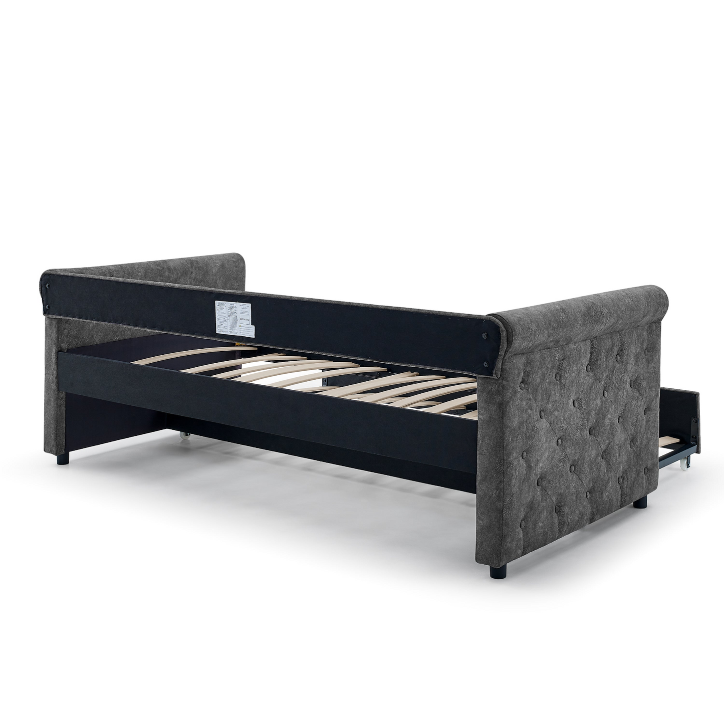 Daybed with Trundle Upholstered, Grey (85.5"x42"x30.5")