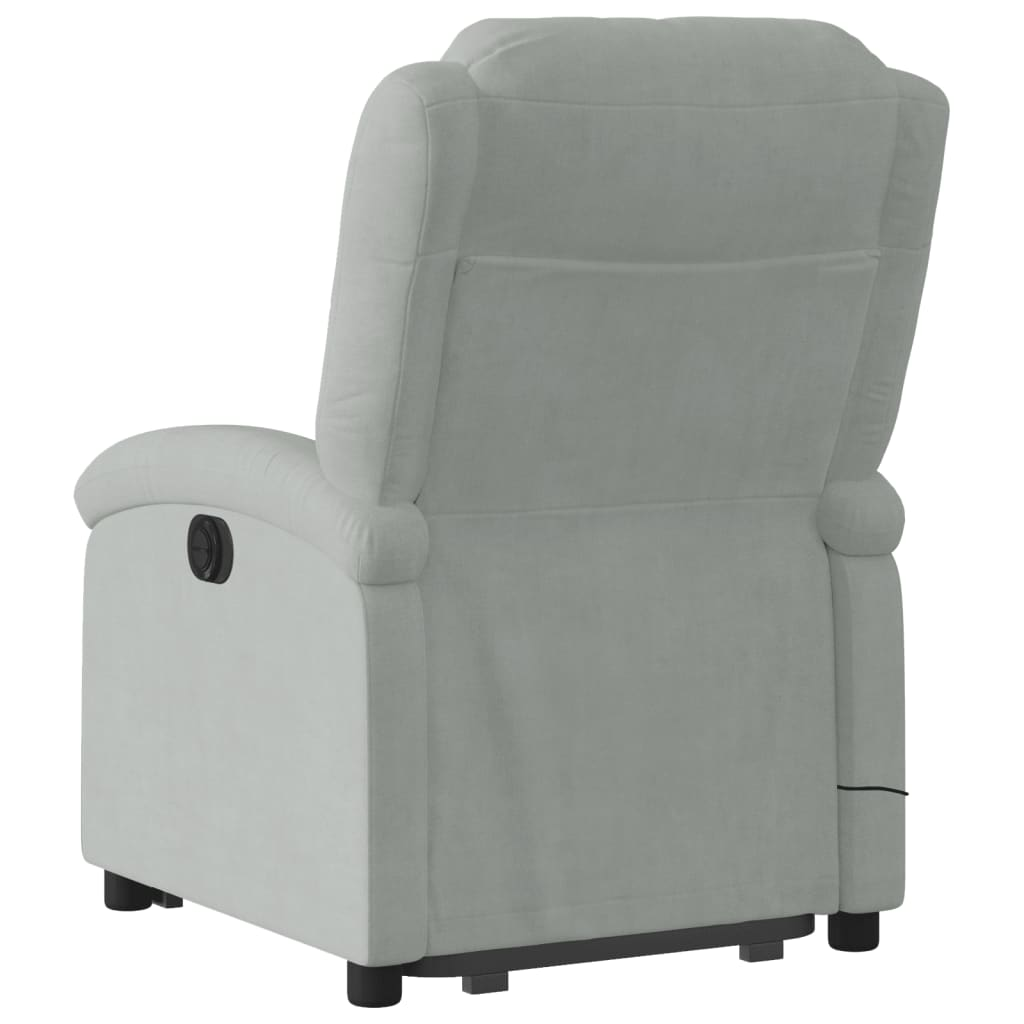 Lift Massage Recliner Chair Light Gray Velvet