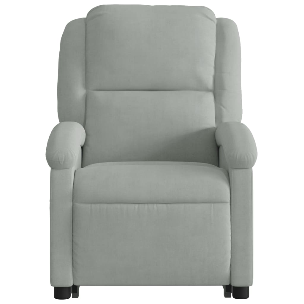 Lift Massage Recliner Chair Light Gray Velvet