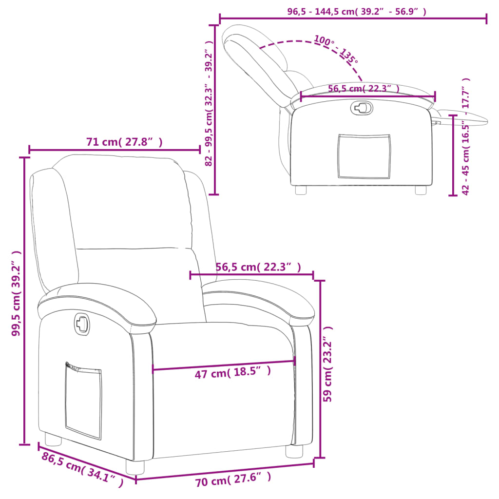 vidaXL Recliner Chair Gray Faux Leather