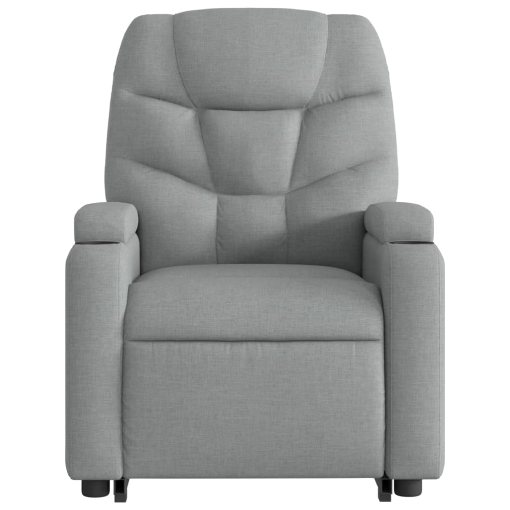 Lift Massage Recliner Chair Light Gray Fabric