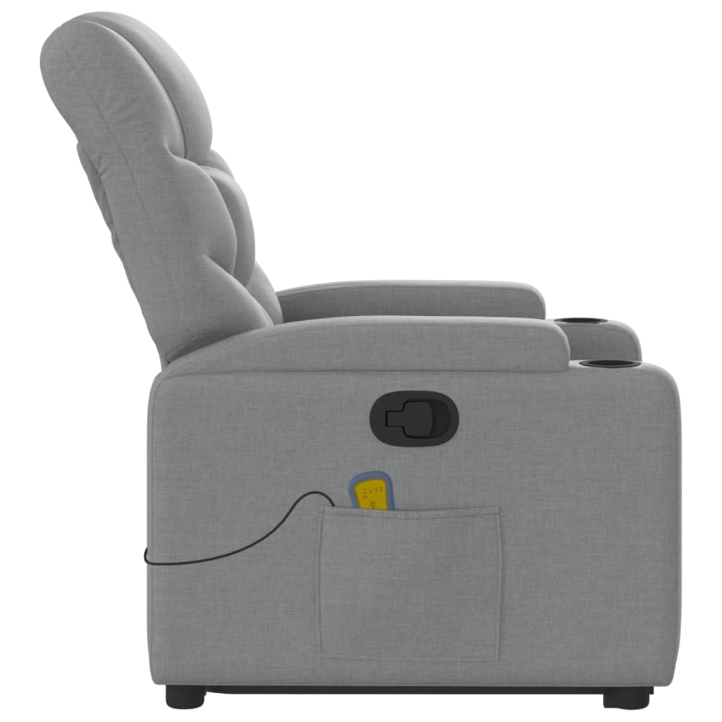 Lift Massage Recliner Chair Light Gray Fabric