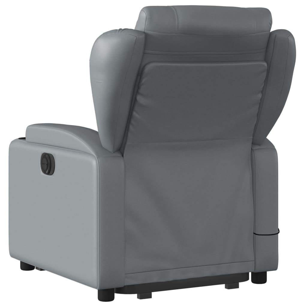 Lift Massage Recliner Chair Gray Faux Leather