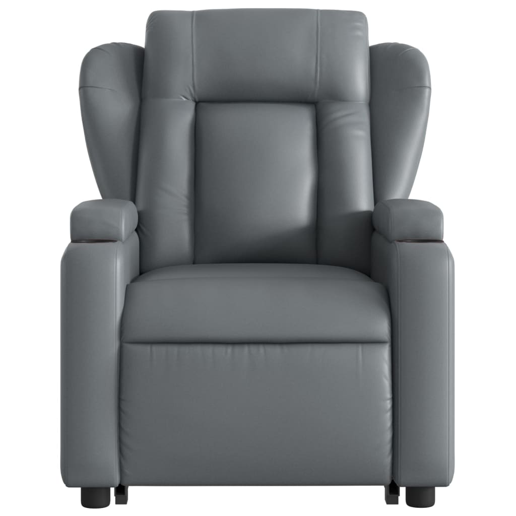 Lift Massage Recliner Chair Gray Faux Leather