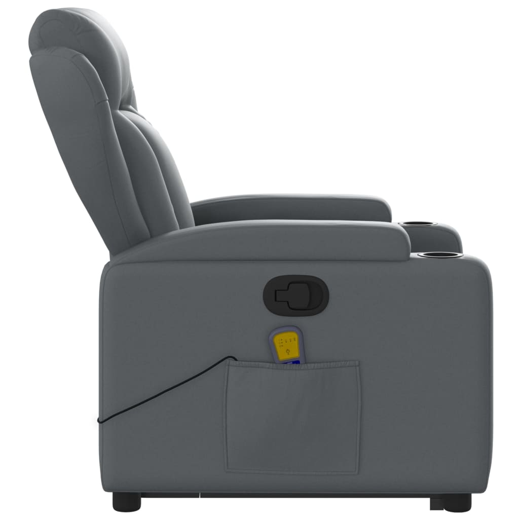 Lift Massage Recliner Chair Gray Faux Leather