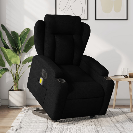 Electric Lift Massage Recliner Chair Black Fabric