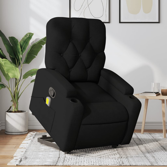 Stand up Massage Recliner Chair Black Fabric