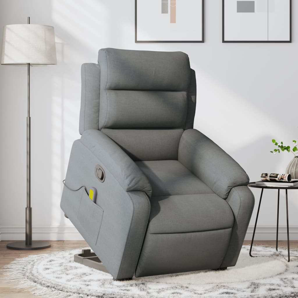 Stand up Massage Recliner Chair Dark Gray Fabric