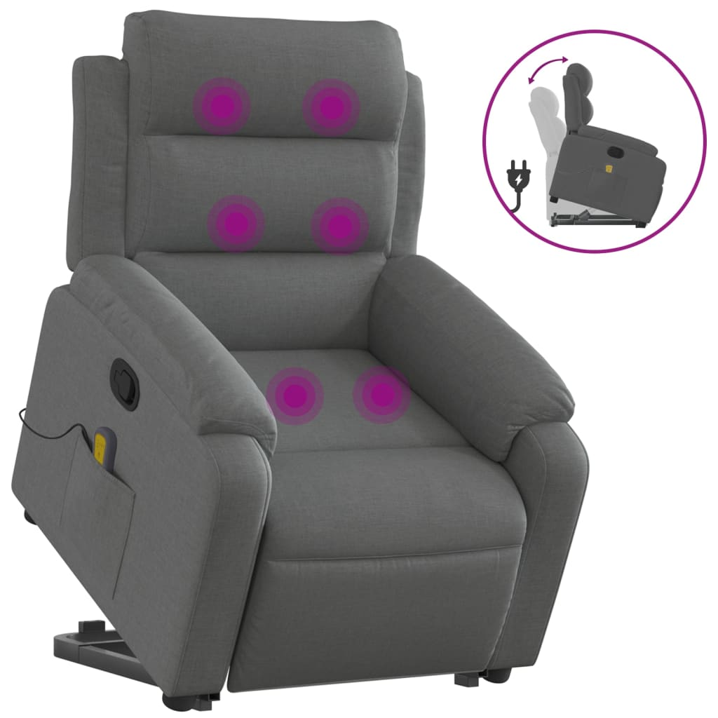 Stand up Massage Recliner Chair Dark Gray Fabric