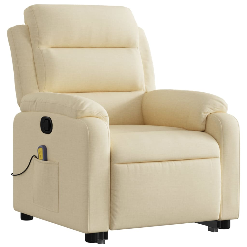 Lift Massage Recliner Chair Cream Fabric