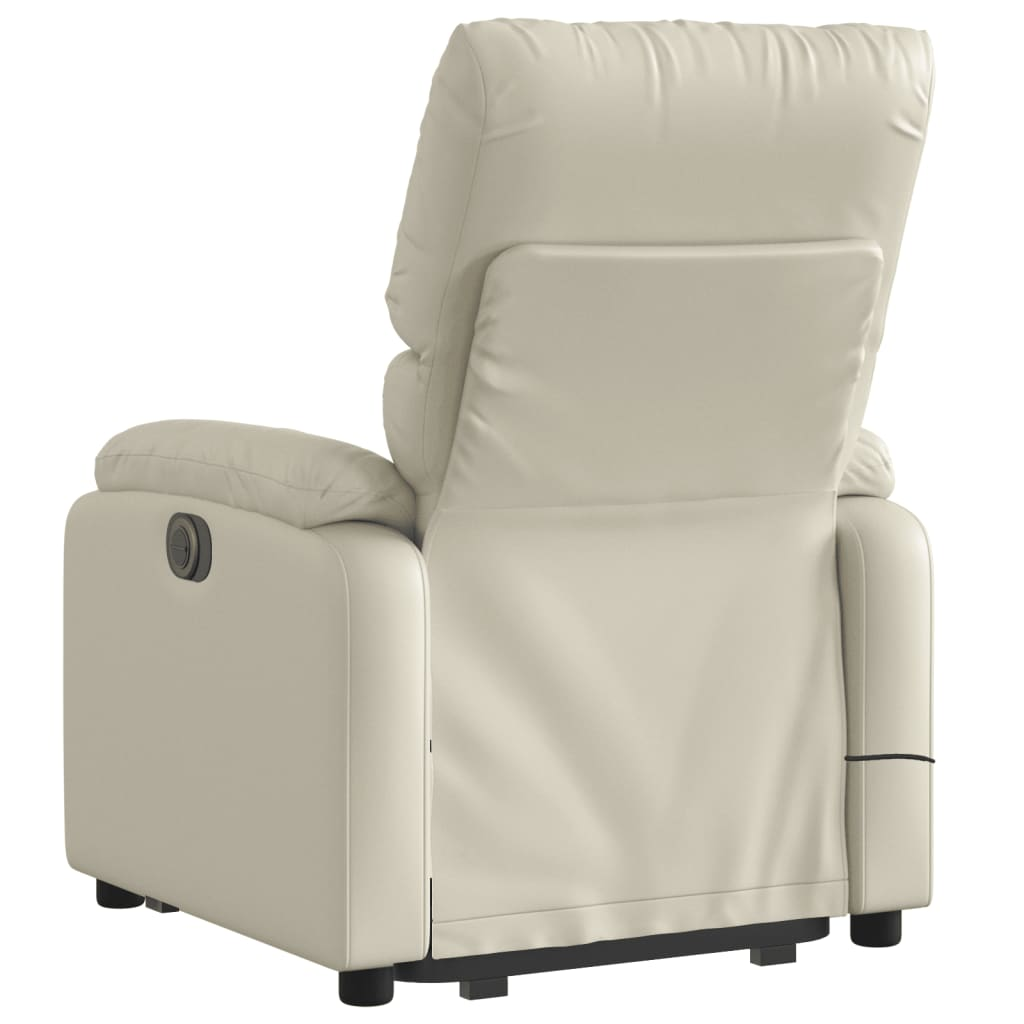 Stand up Massage Recliner Chair Cream Faux Leather