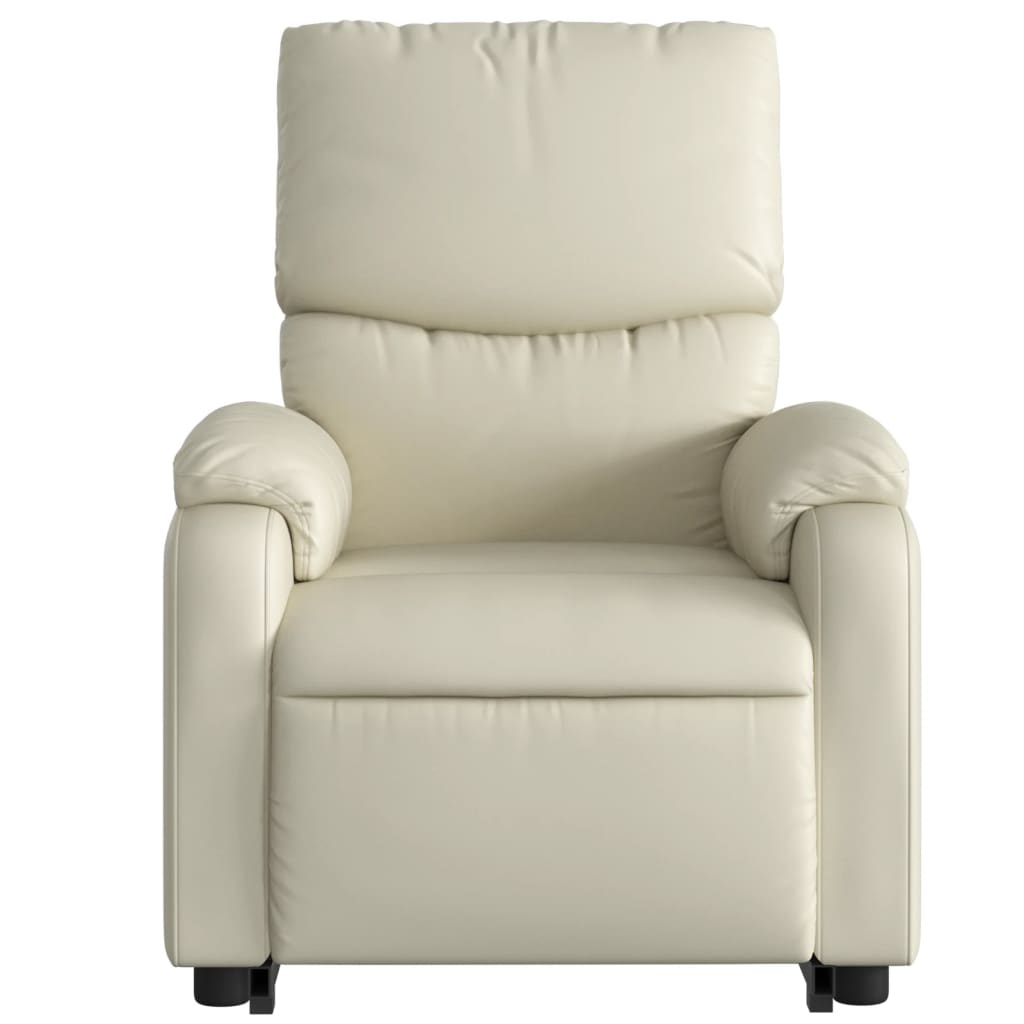 Stand up Massage Recliner Chair Cream Faux Leather