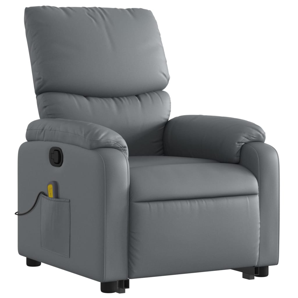 Stand up Massage Recliner Chair Gray Faux Leather