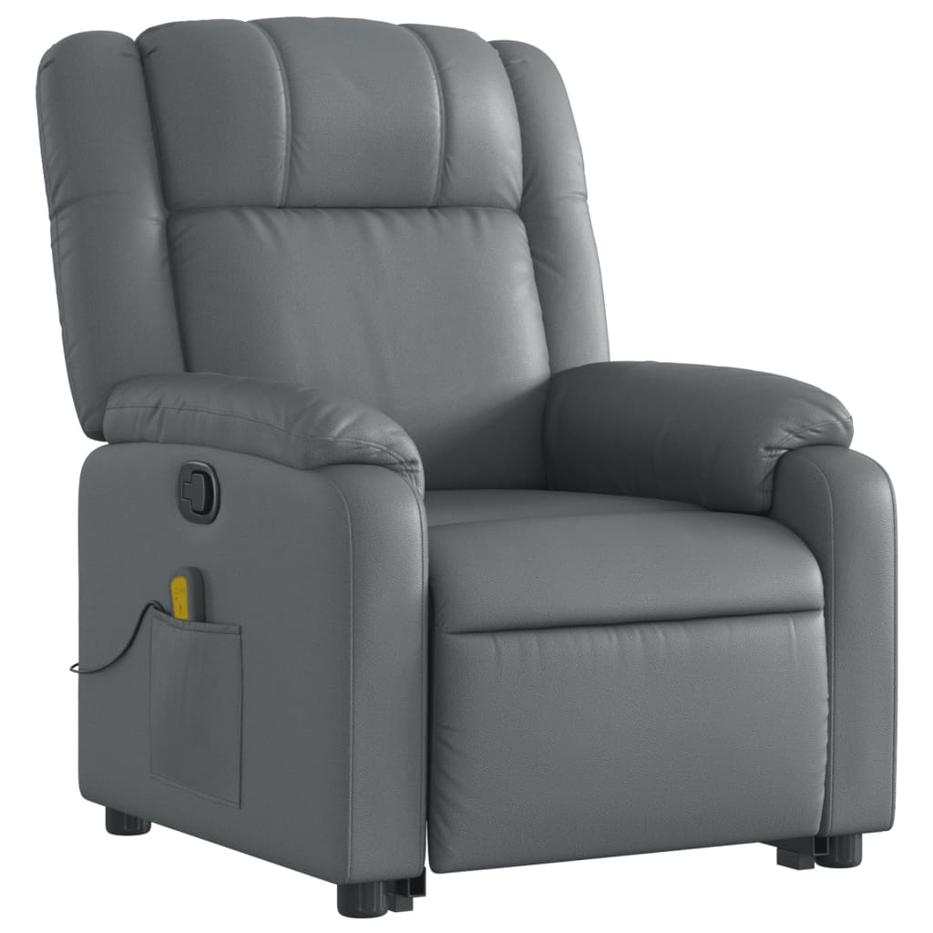 Stand up Massage Recliner Chair Gray Faux Leather