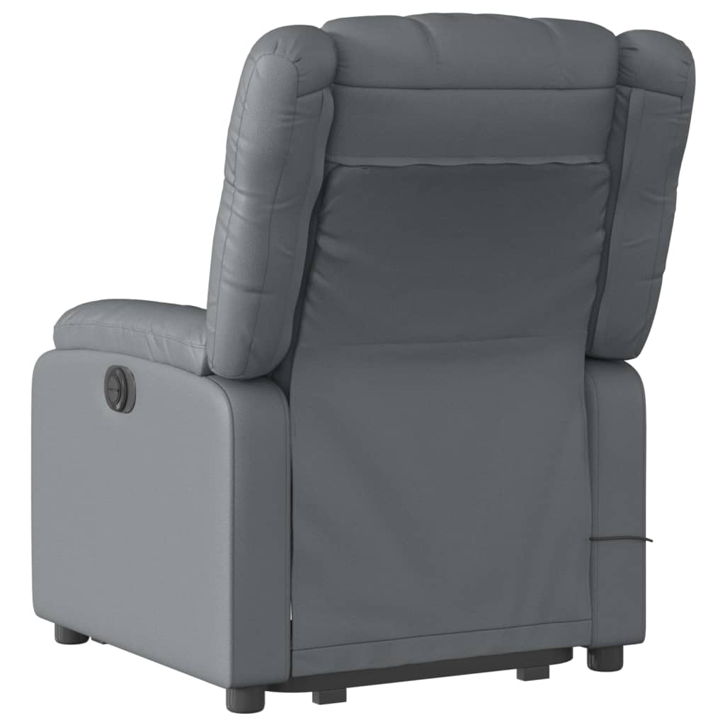 Stand up Massage Recliner Chair Gray Faux Leather