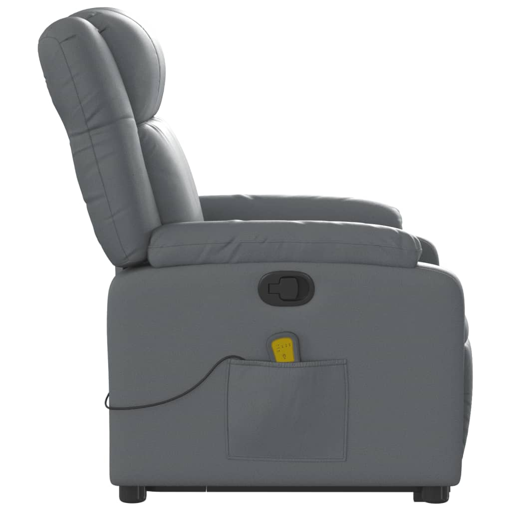 Stand up Massage Recliner Chair Gray Faux Leather