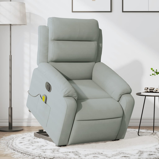 Electric Lift Massage Recliner Chair Light Gray Velvet