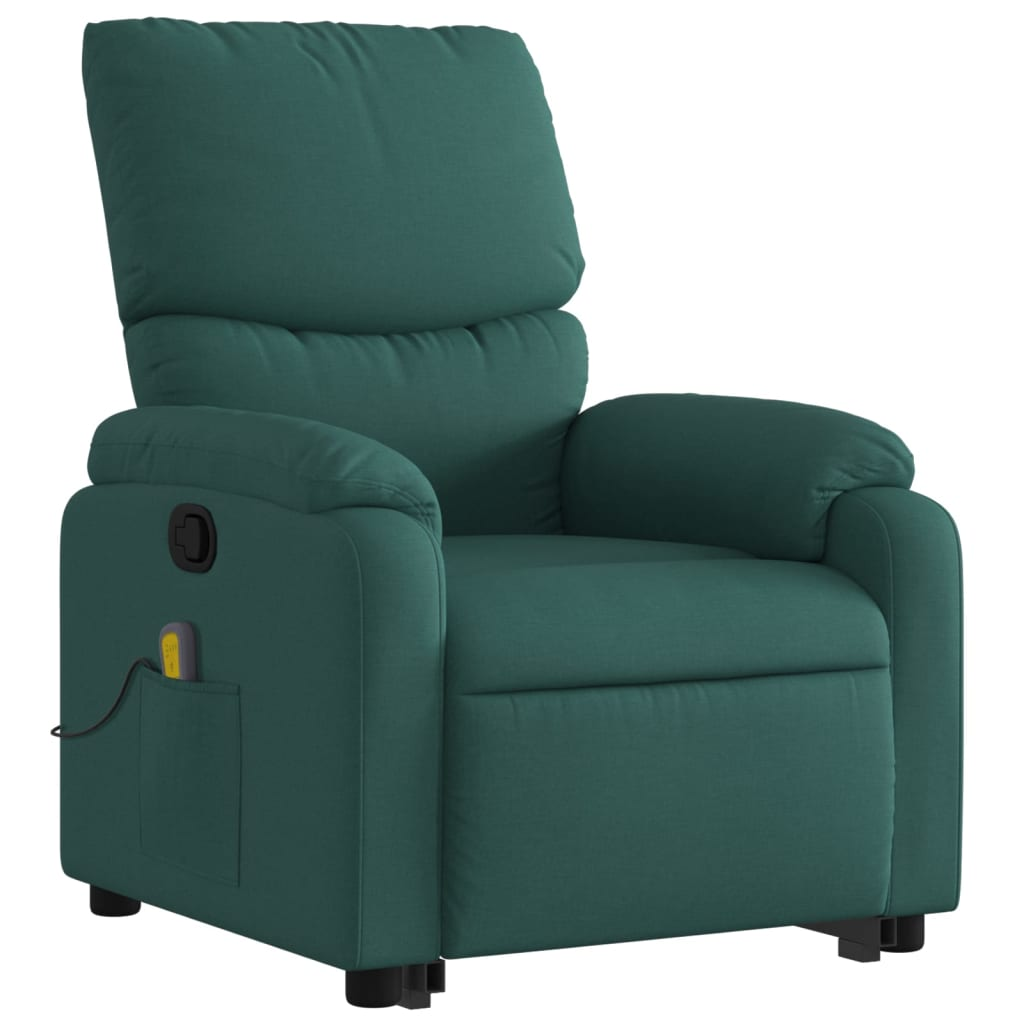 Stand up Massage Recliner Chair Dark Green Fabric