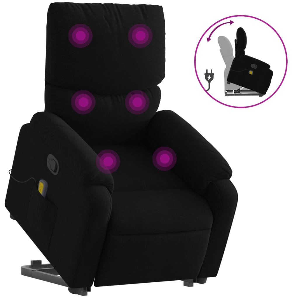 Lift Massage Recliner Chair Black Fabric