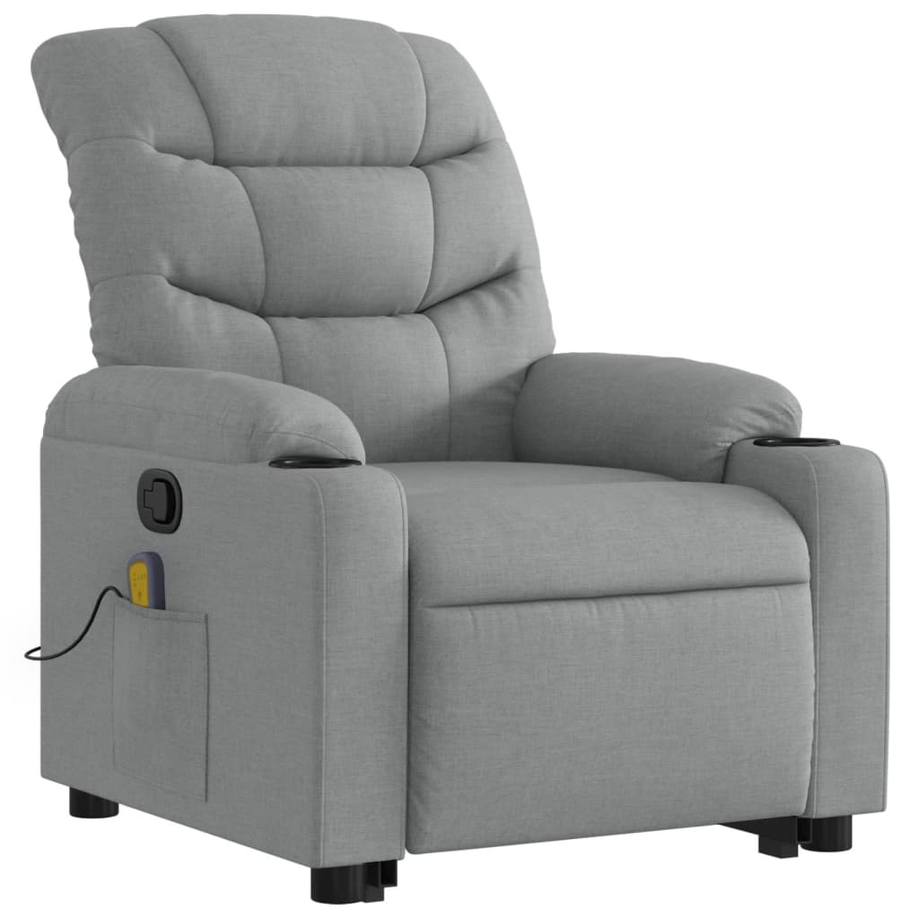 Stand up Massage Recliner Chair Light Gray Fabric