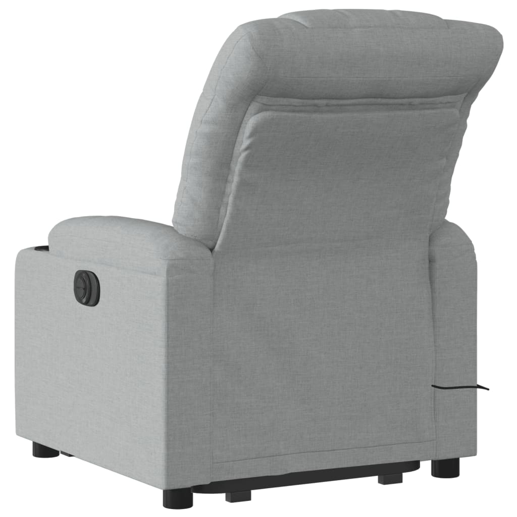 Stand up Massage Recliner Chair Light Gray Fabric