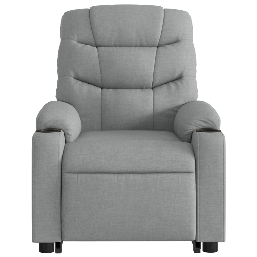 Stand up Massage Recliner Chair Light Gray Fabric