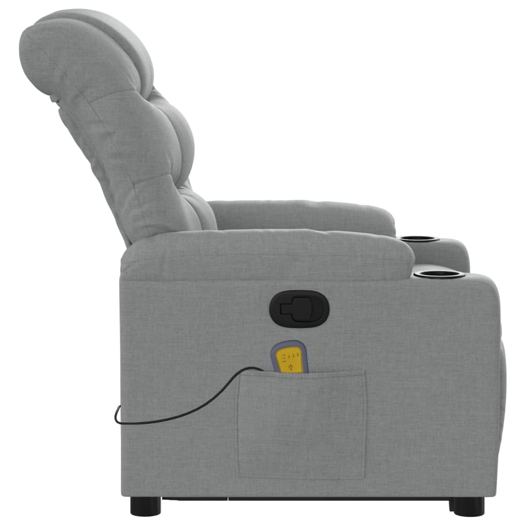 Stand up Massage Recliner Chair Light Gray Fabric