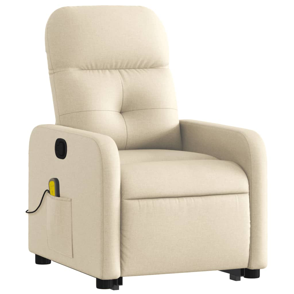 Lift Massage Recliner Chair Cream Fabric